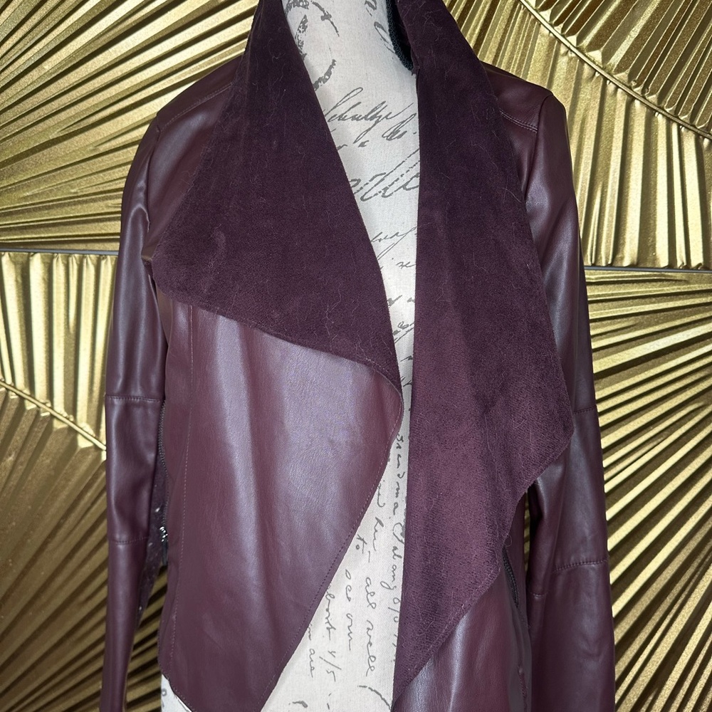 Chic Burgundy Faux Leather Jacket